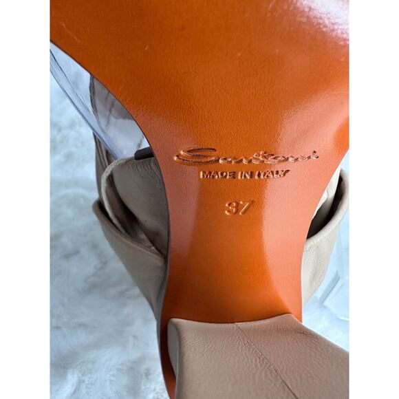 Santoni Tan Leather Straps Women's High Heel Sandal Pump Size UE 37 - Picture 9 of 16